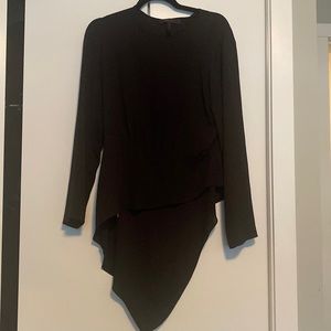BCBGMaxAzria Asymmetrical Hem Open Back Blouse